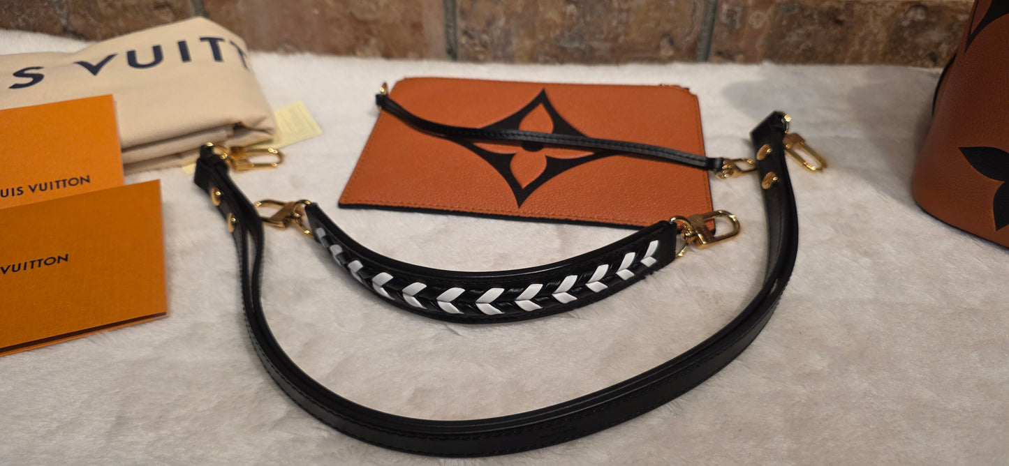 Authentic Louis Vuitton Crafty NeoNoe MM Giant Monogram in Caramel