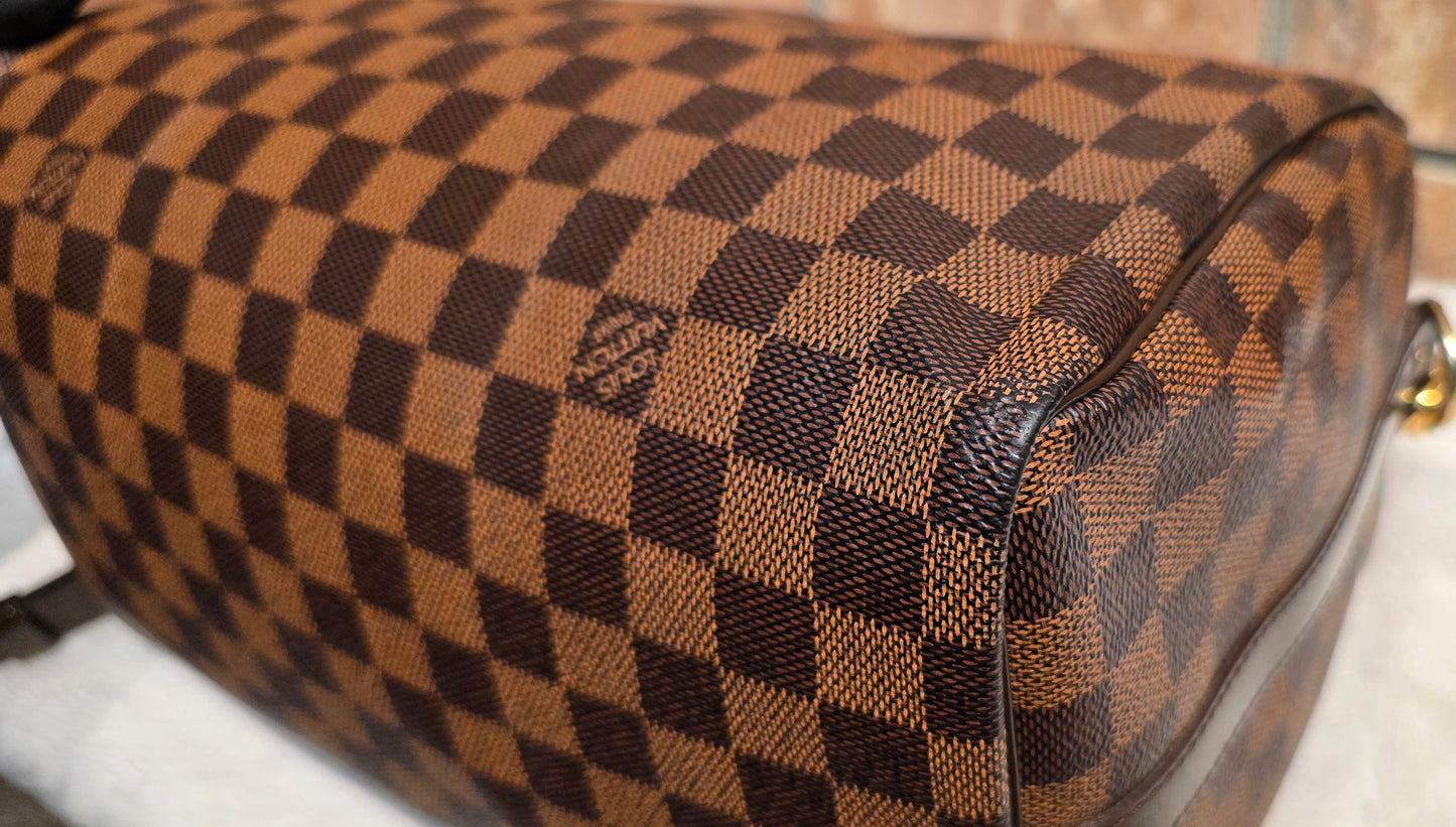 Authentic Louis Vuitton Speedy Bandouliere 30 Damier Ebene