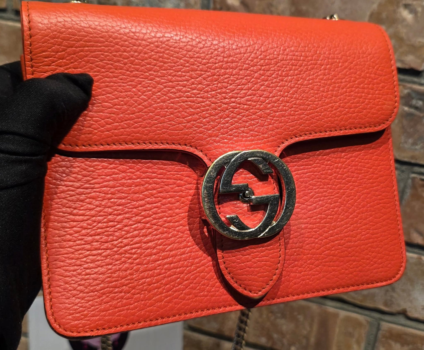 Authentic Gucci GG Interlocking Crossbody in Orange