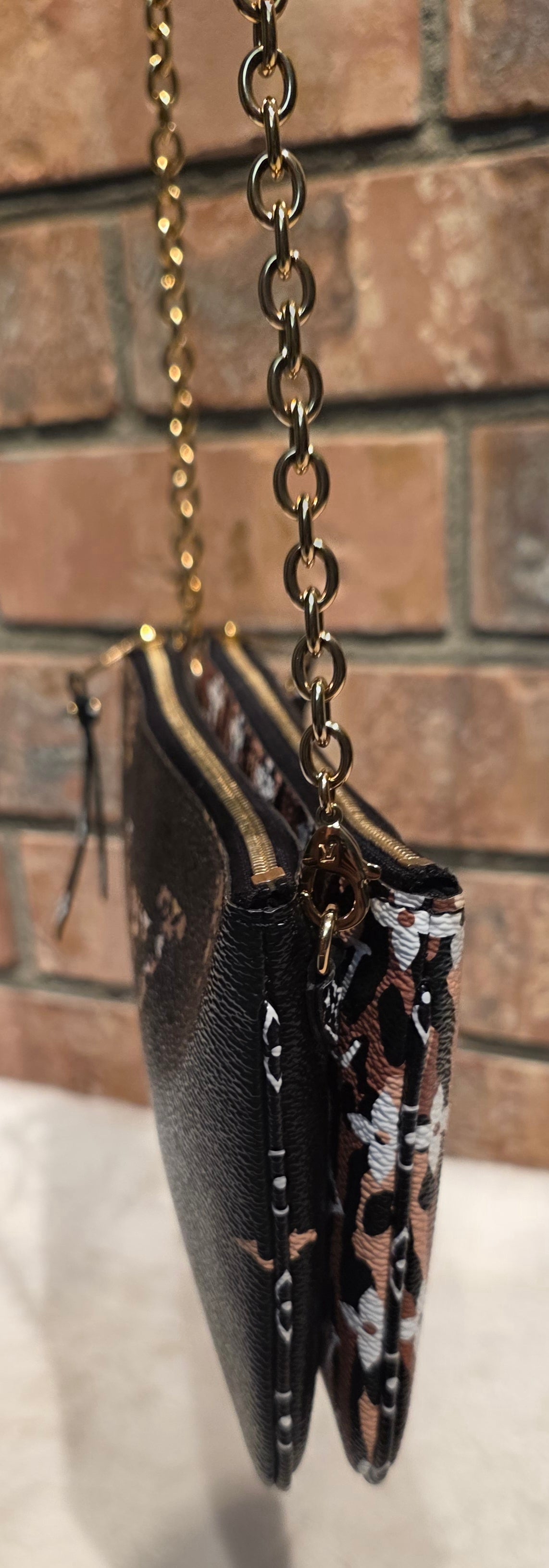 Authentic Louis Vuitton Double Zip Pochette Giant Monogram Jungle Edition