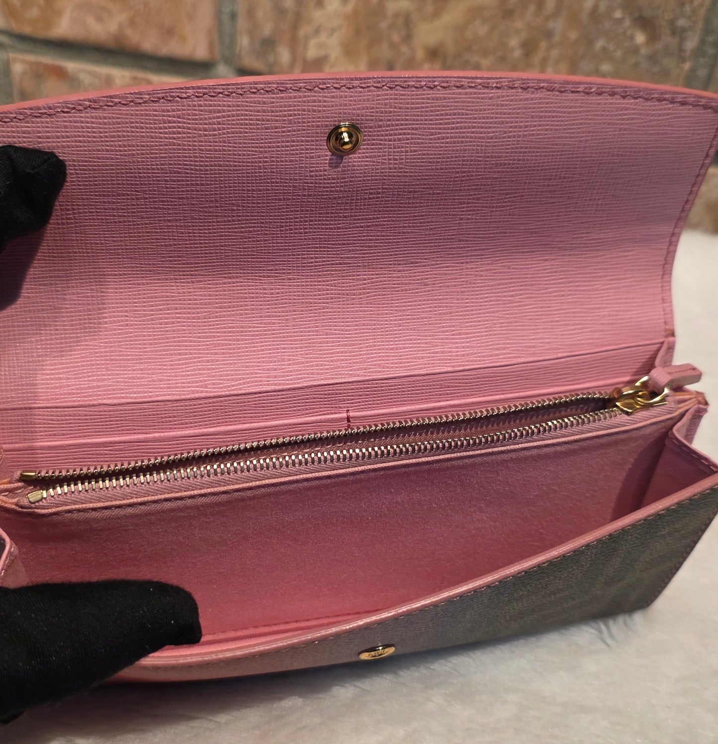 Authentic Fendi Pink OMBRE Zucca Long Wallet