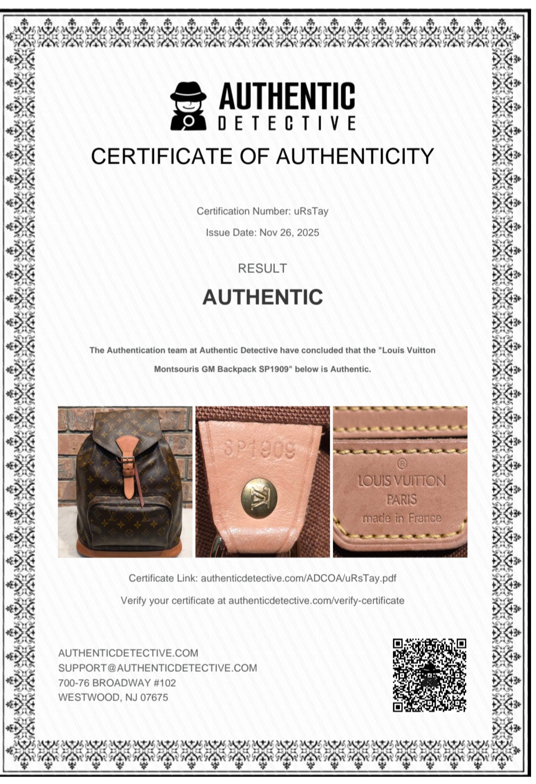 Authentic Louis Vuitton Montsouris GM