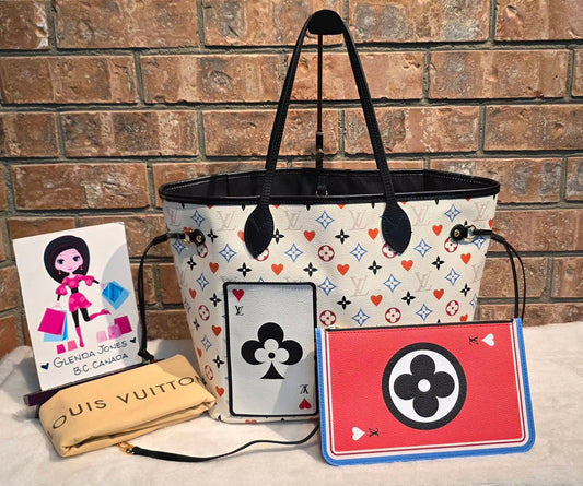 Authentic Louis Vuitton Neverfull MM with Pouch Game On Collection