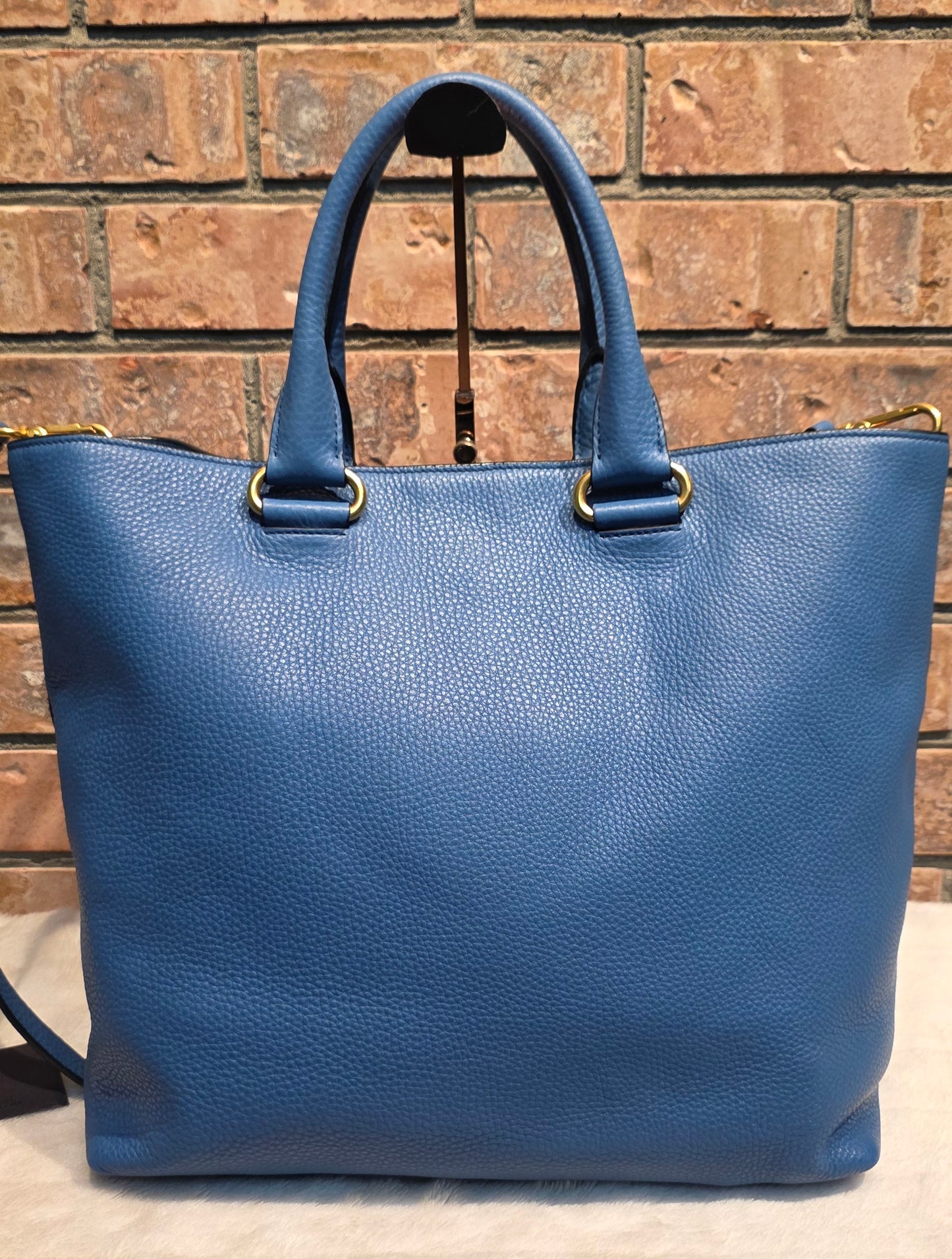 Authentic Prada Vitello Daino Leather Tote in Cobalt/Blue