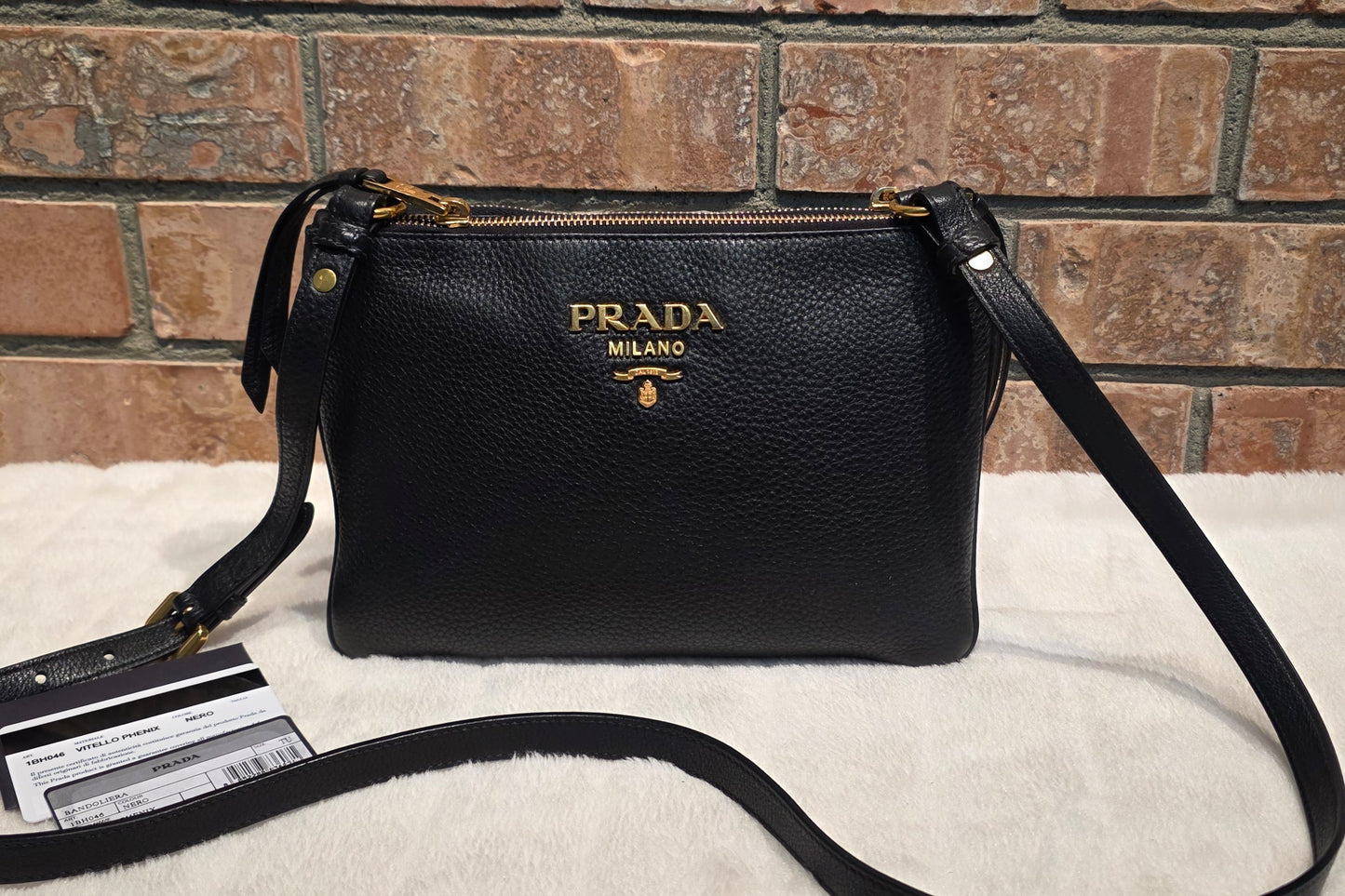 Authentic Prada Bandoliera Vitello Phenix Crossbody Bag