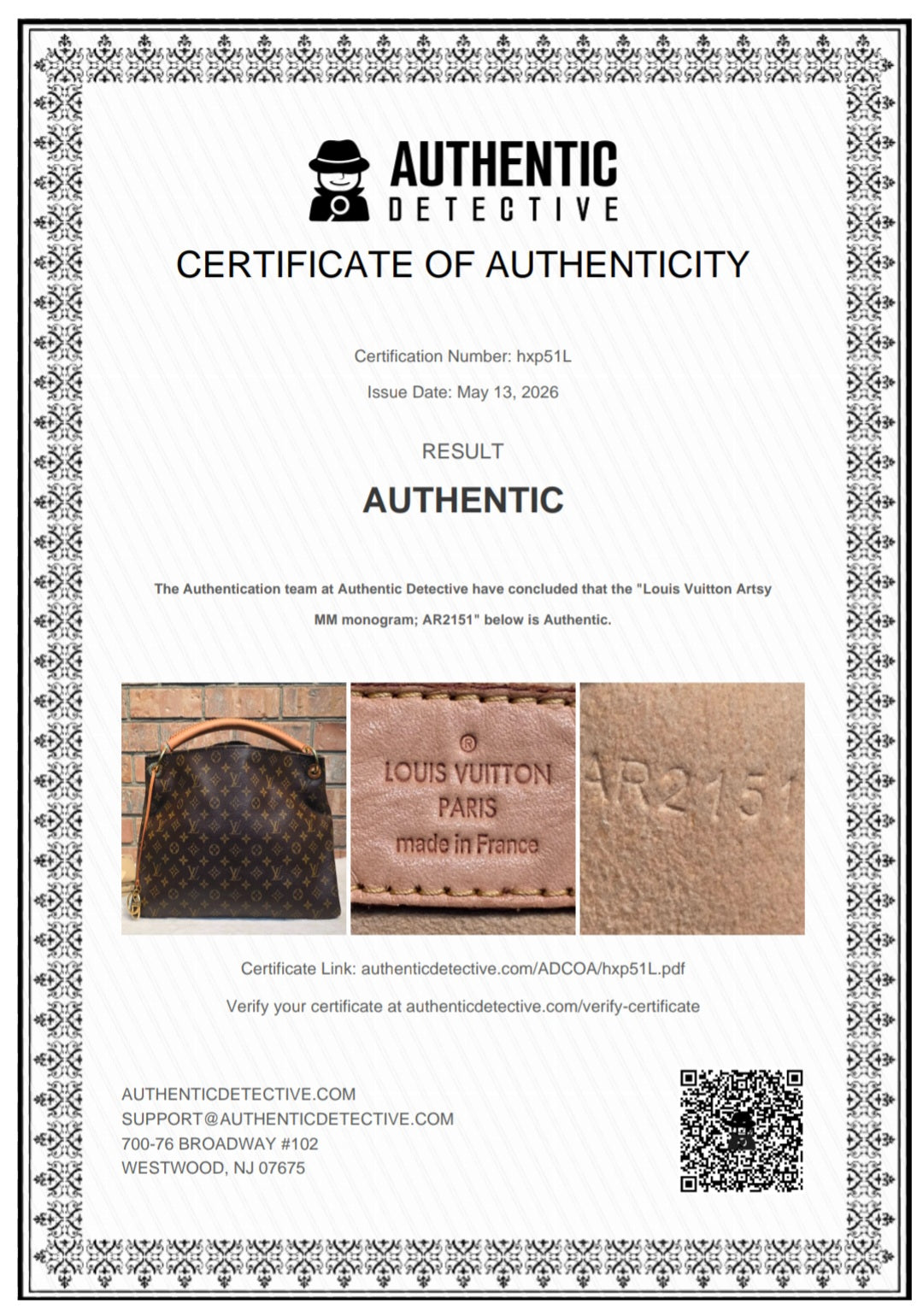 Authentic Louis Vuitton Artsy MM Monogram