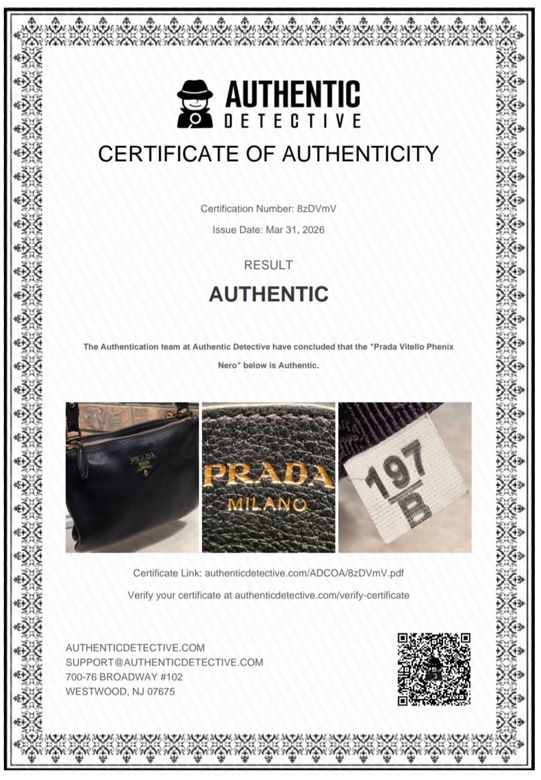 Authentic Prada Bandoliera Vitello Phenix Crossbody