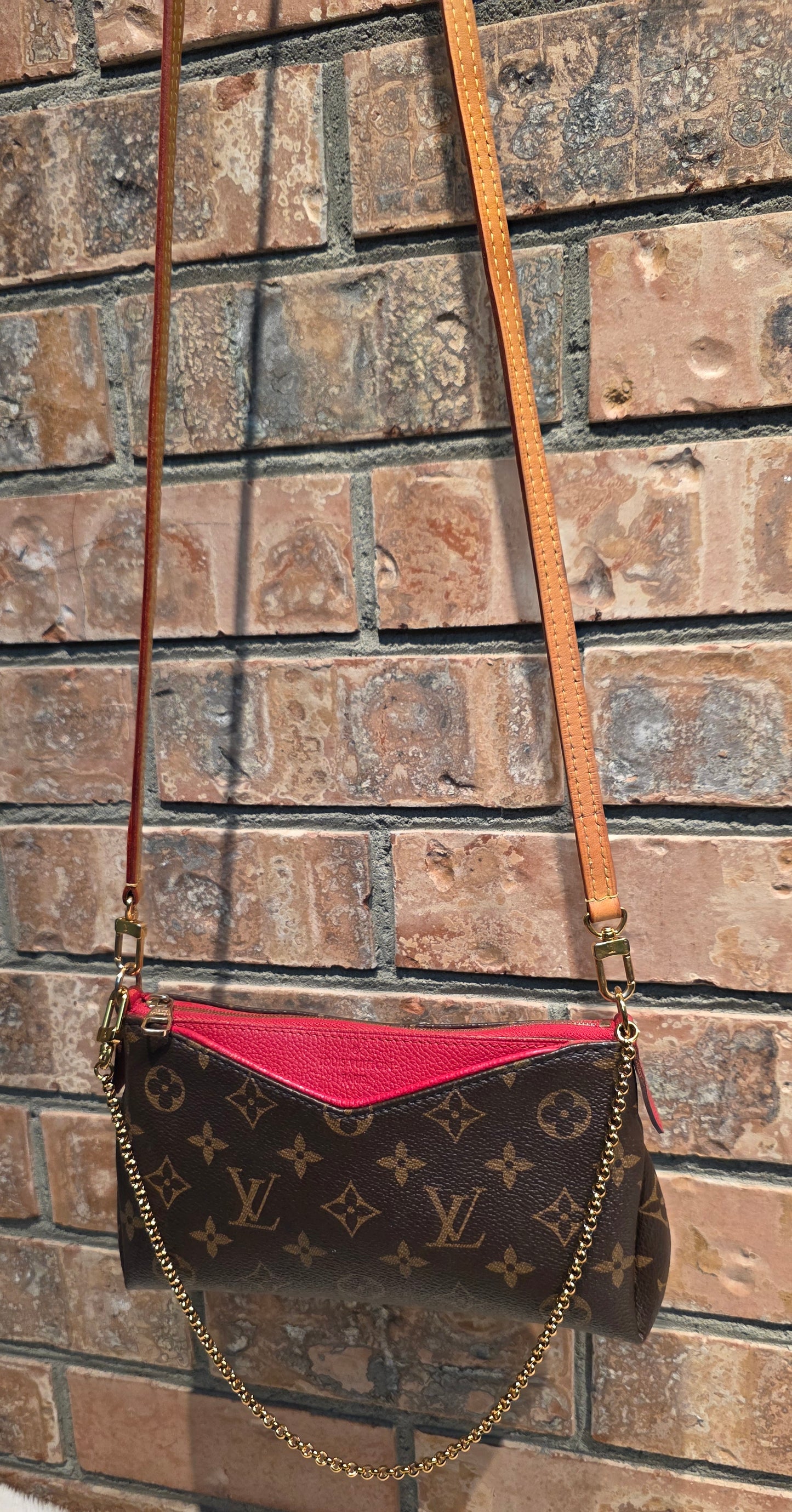 Authentic Louis Vuitton Pallas Clutch Red