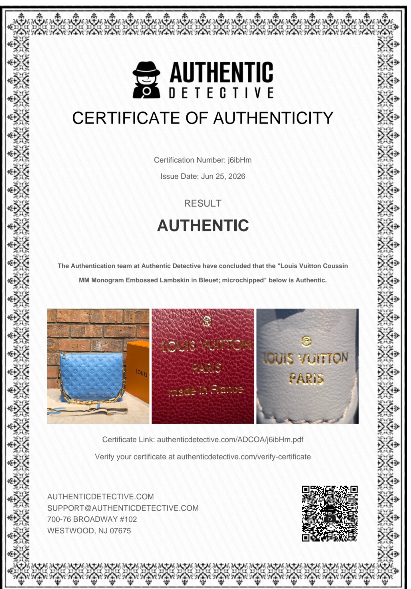 Authentic Louis Vuitton Coussin MM Embossed Monogram in Bleuet