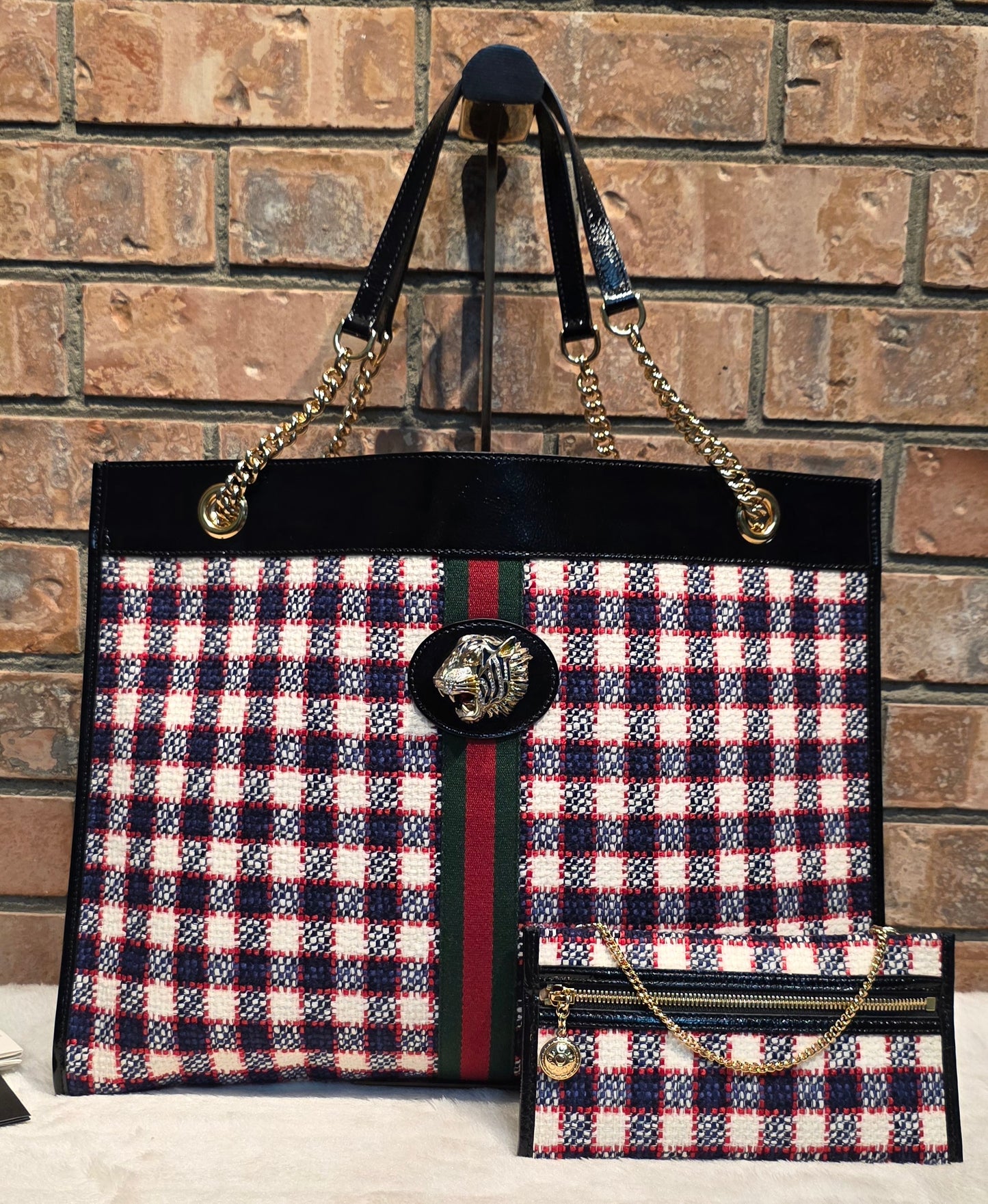 Authentic Gucci Rajah Large Tweed Tote