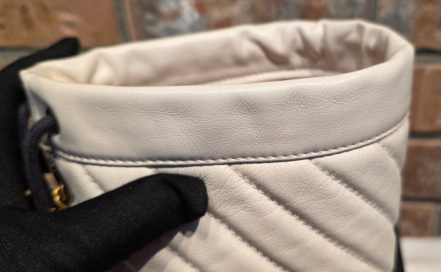 Authentic Gucci Marmont Mini Bucket Bag in Off White