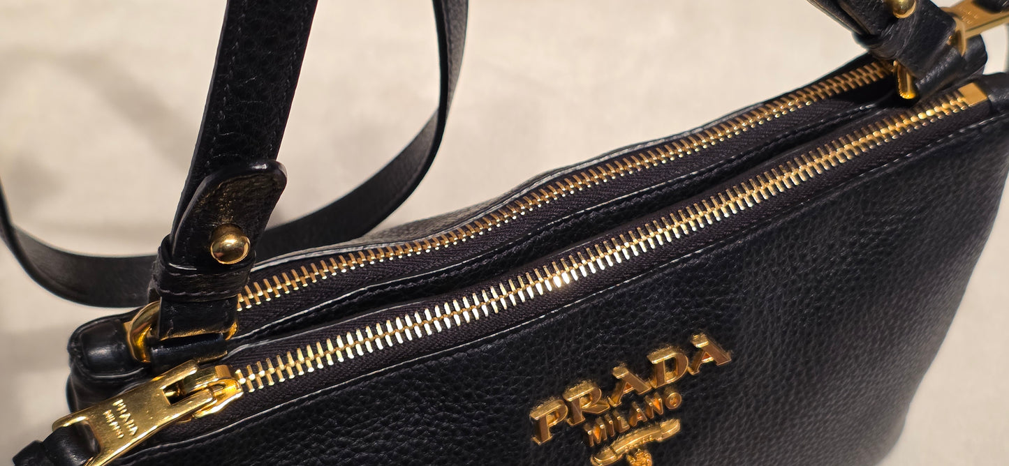 Authentic Prada Bandoliera Vitello Phenix Crossbody Bag