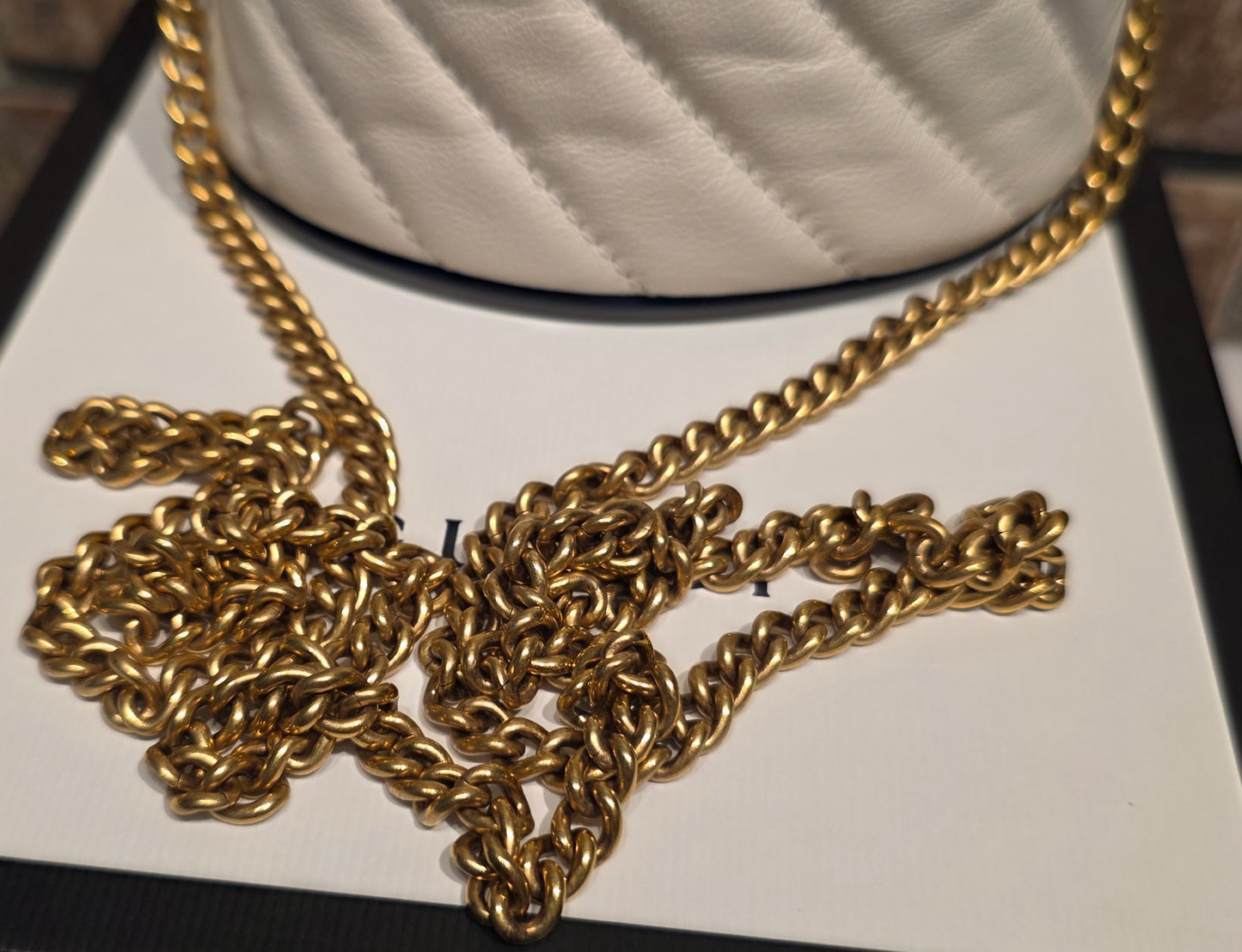 Authentic Gucci Marmont Mini Bucket Bag in Off White