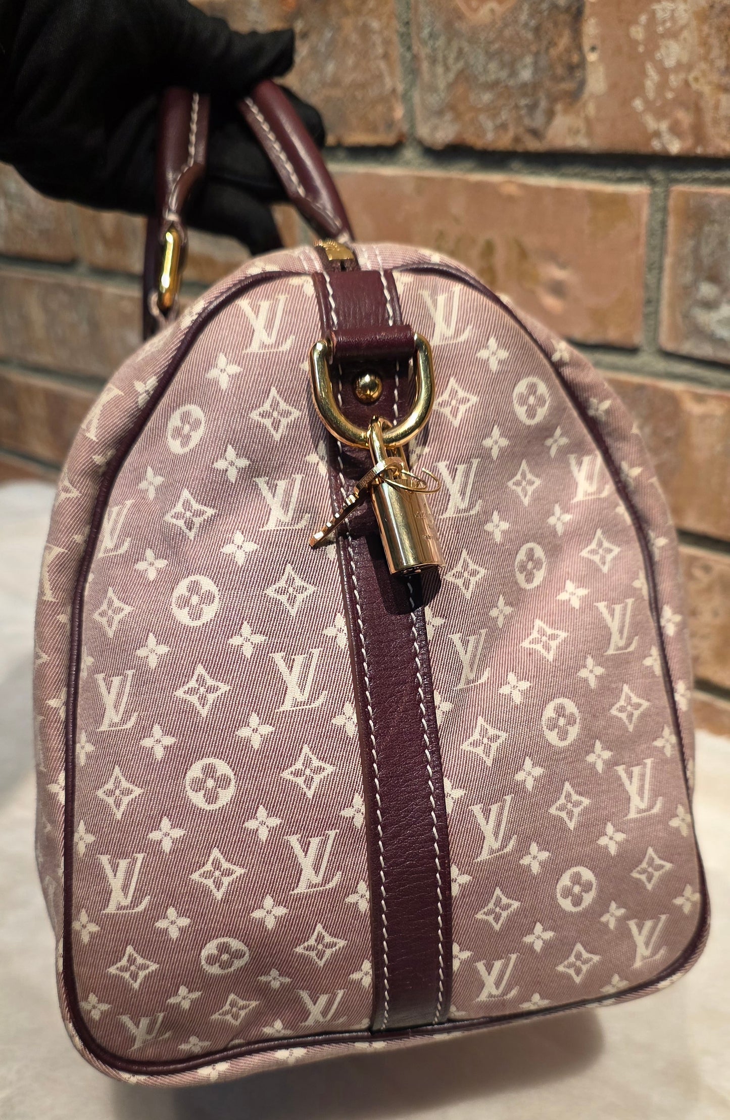 Authentic Louis Vuitton Speedy Bandouliere 30 Mini Lin (Sepia)