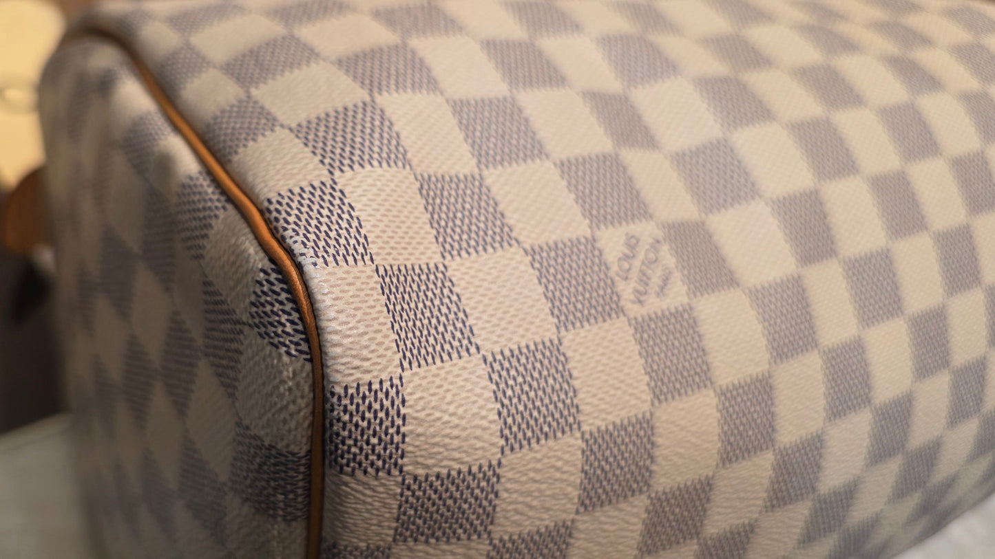 Authentic Louis Vuitton Speedy 30 Damier Azur