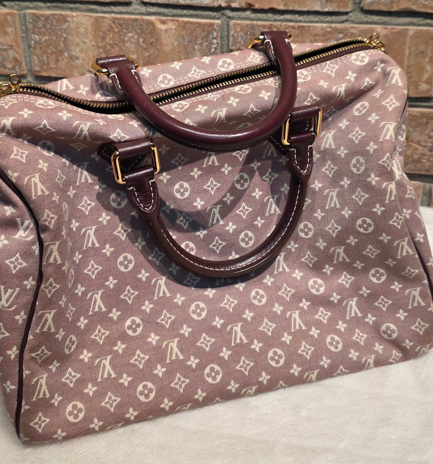 Authentic Louis Vuitton Speedy Bandouliere 30 Mini Lin (Sepia)
