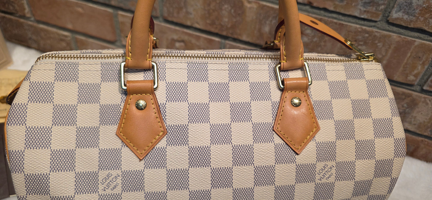 Authentic Louis Vuitton Speedy 30 Damier Azur