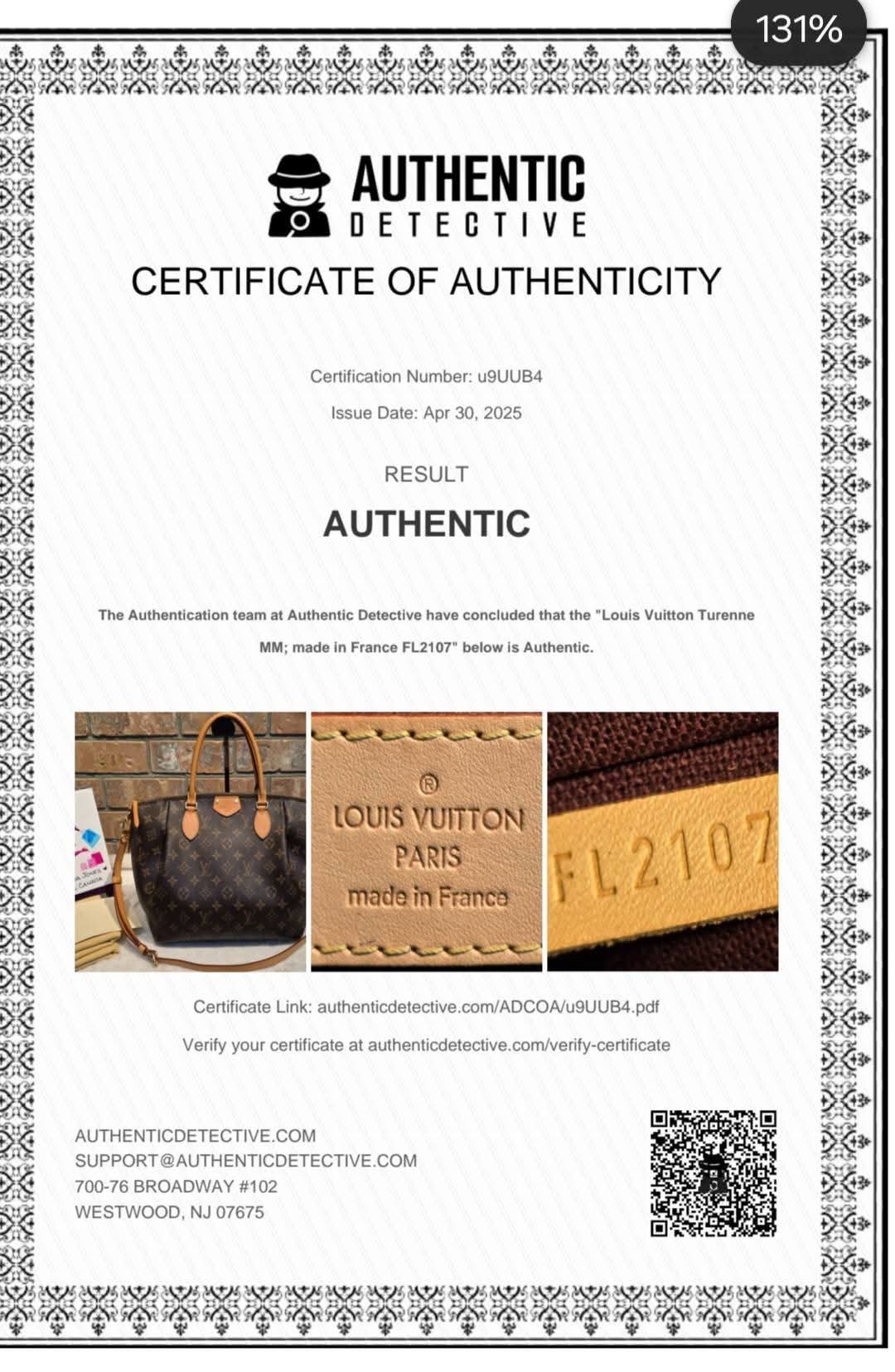 Authentic Louis Vuitton Turenne MM