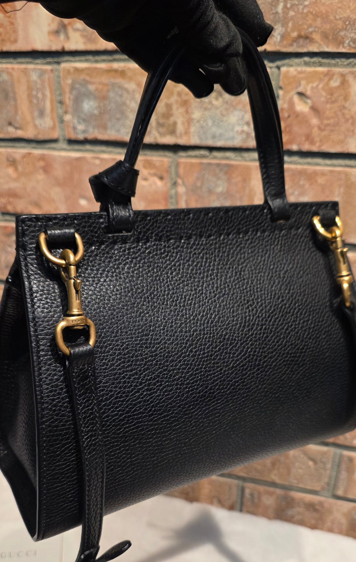 Authentic GG Marmont Top Handle Mini Black