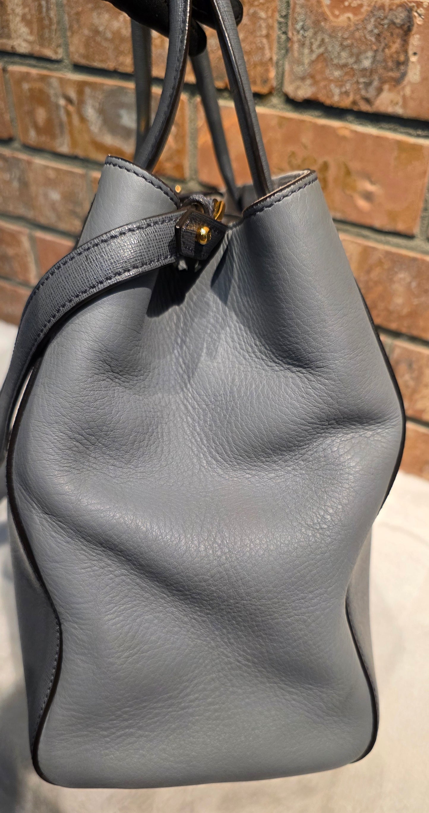 Authentic FENDI Saffiano Leather 2Jours Tote in Gray