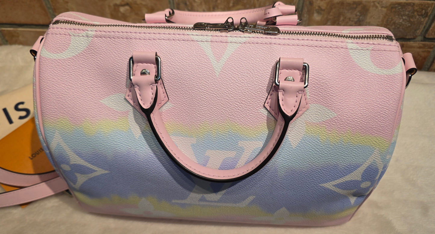 Authentic Louis Vuitton Limited Edition Speedy 30 Bandouliere Escale Pastel