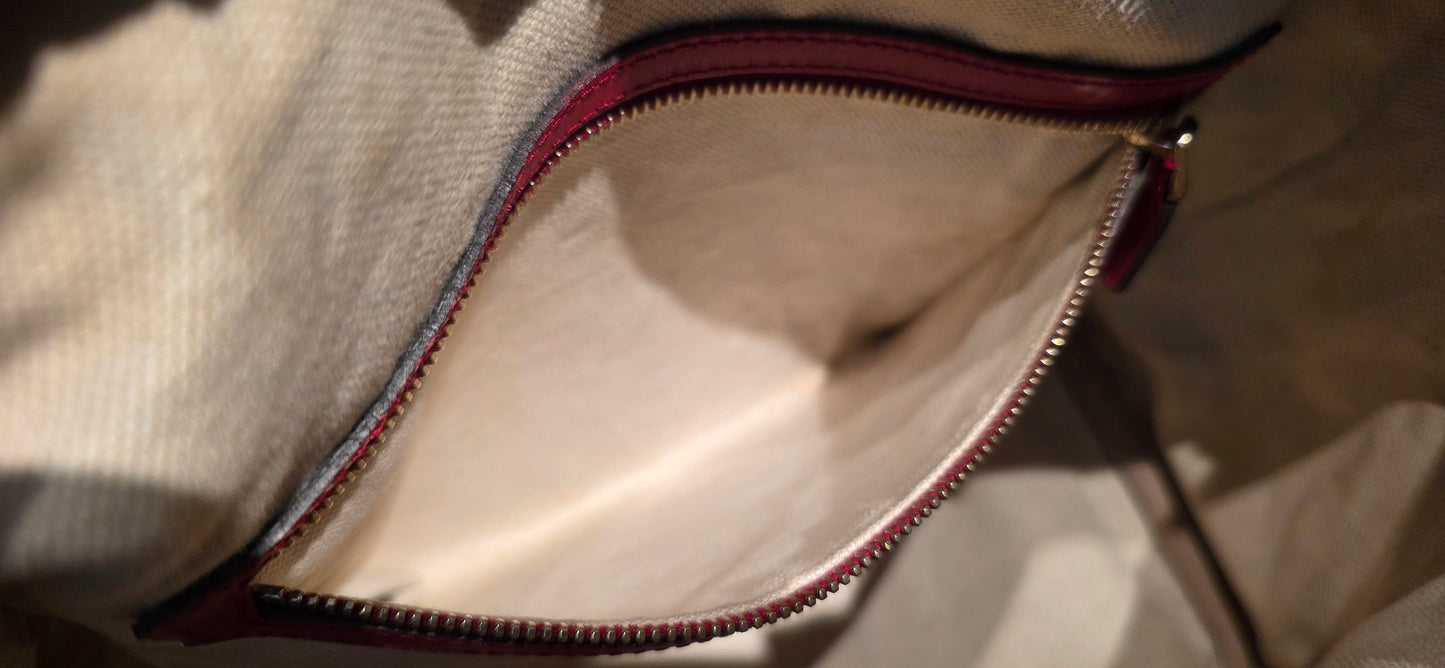 Authentic Gucci Boston Bag with Red Leather Trims