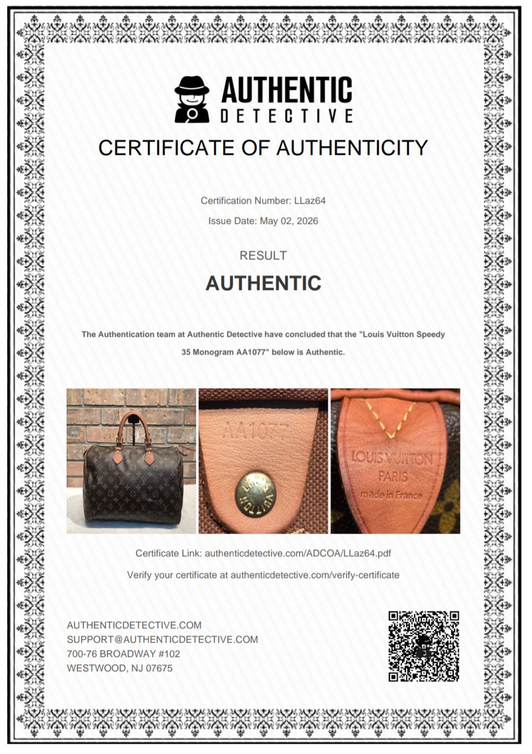 Authentic Louis Vuitton Speedy 35 Monogram