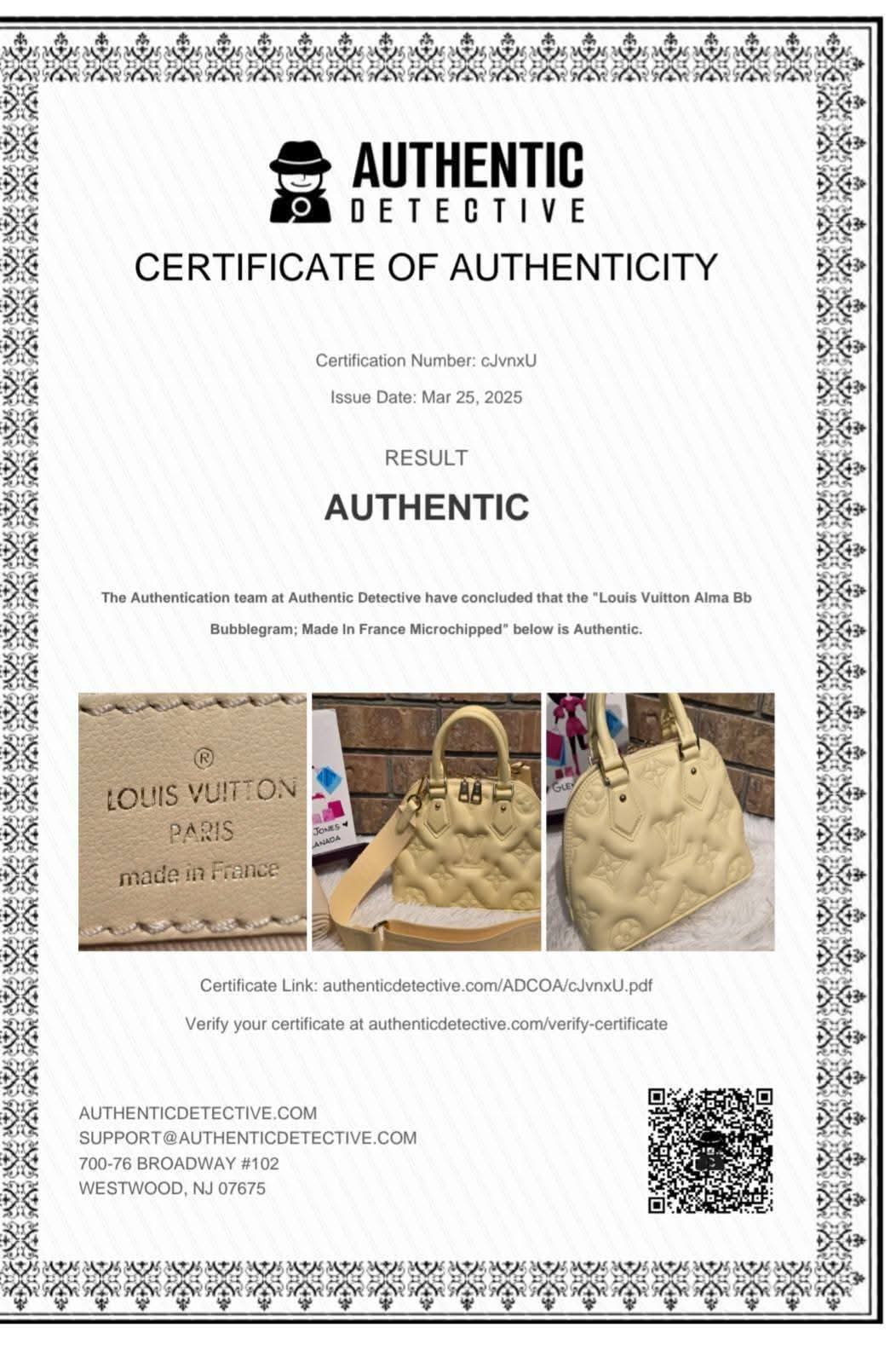 Authentic Louis Vuitton Alma BB Bubblegram Banane