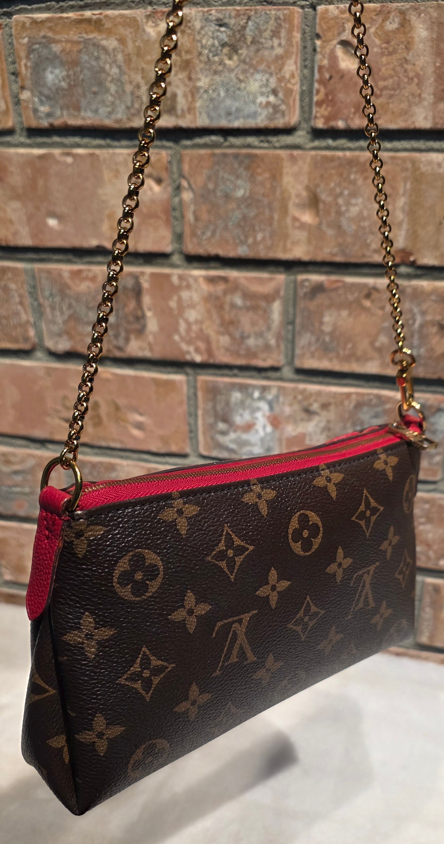 Authentic Louis Vuitton Pallas Clutch Red