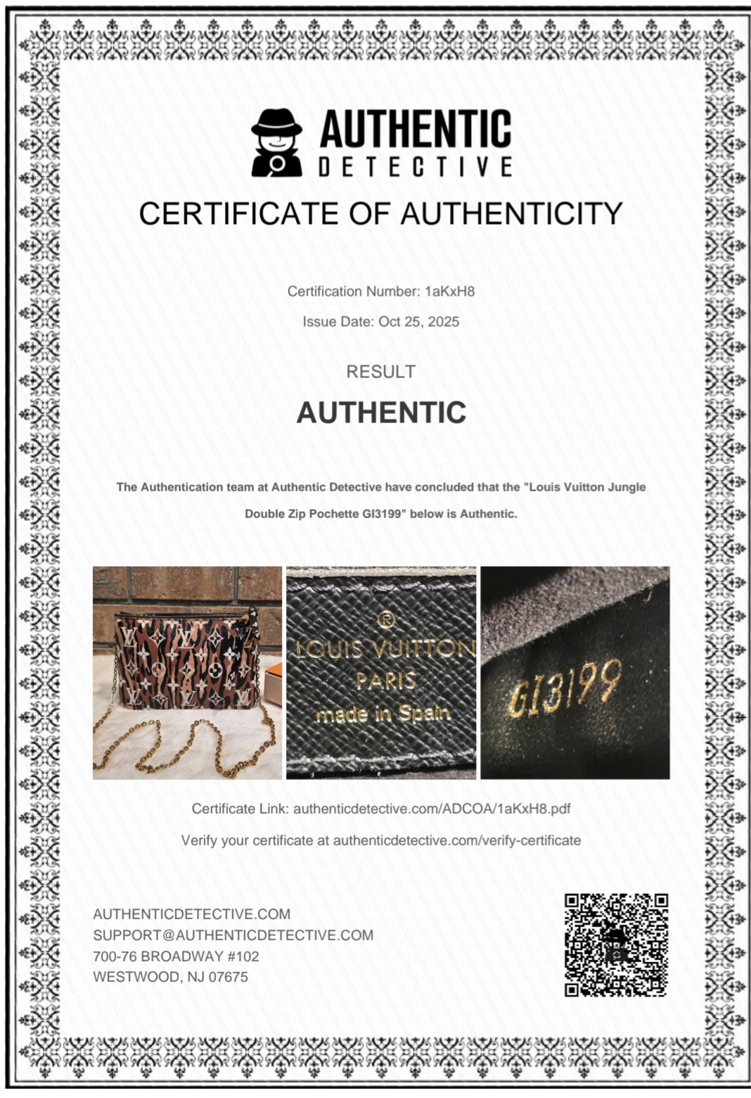 Authentic Louis Vuitton Double Zip Pochette Limited Jungle Edition