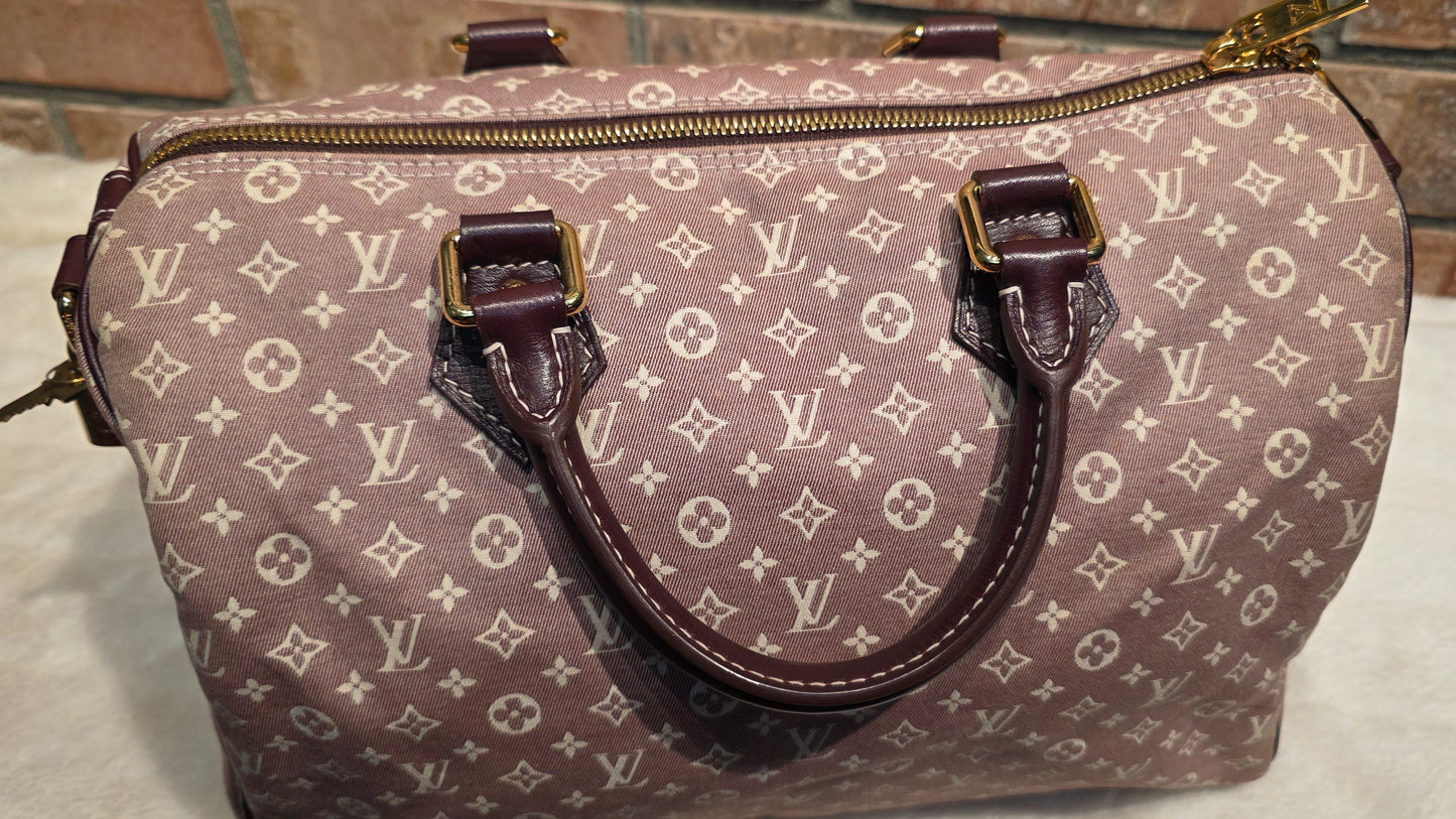 Authentic Louis Vuitton Speedy Bandouliere 30 Mini Lin (Sepia)