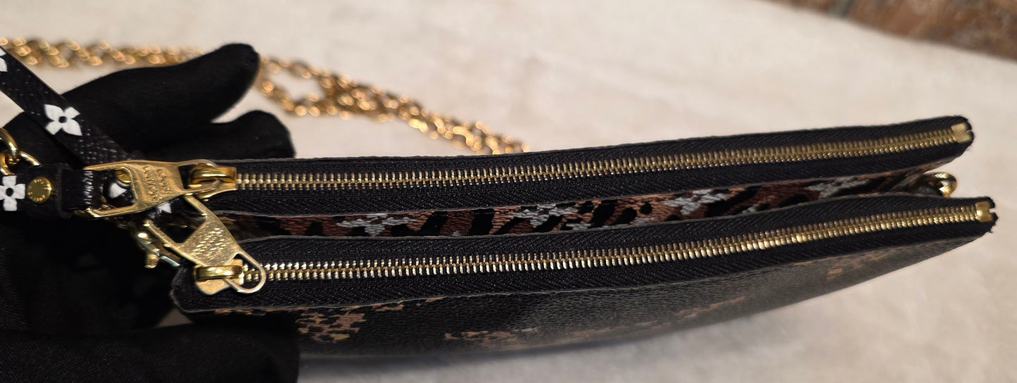Authentic Louis Vuitton Double Zip Pochette Giant Monogram Jungle Edition