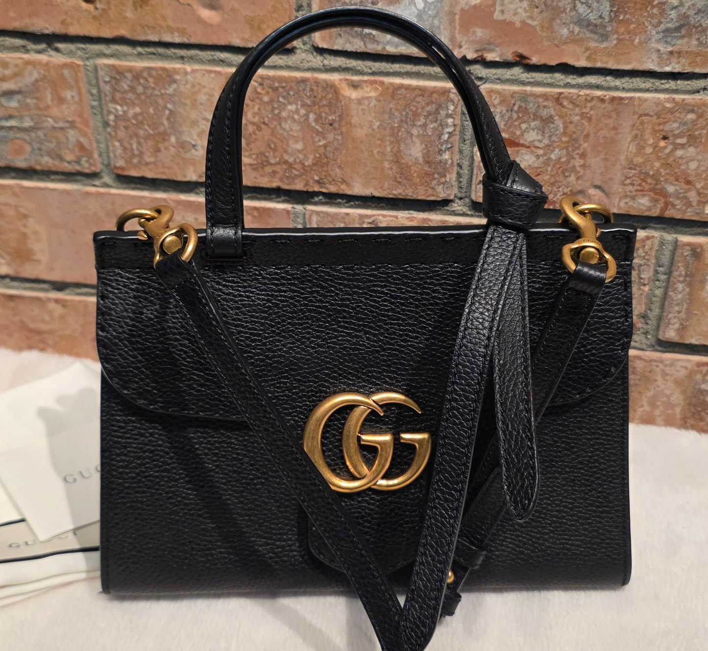 Authentic GG Marmont Top Handle Mini Black