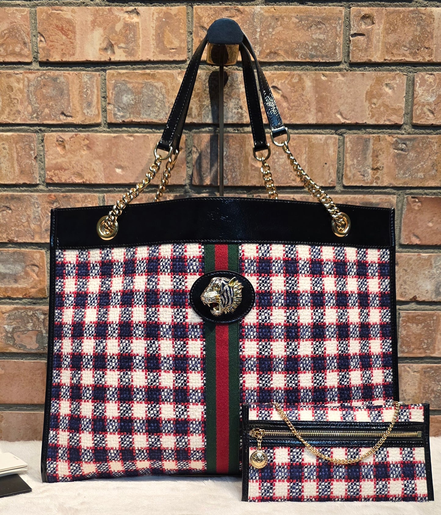 Authentic Gucci Rajah Large Tweed Tote
